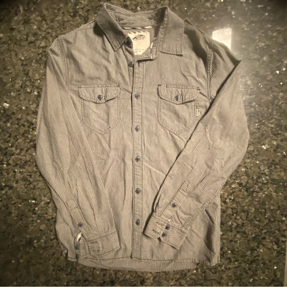 Vans Men’s Light Gray Pinstriped Shirt Jacket